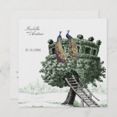 Invitation Imaginaire de paon - mariage (Devant / Derrière)