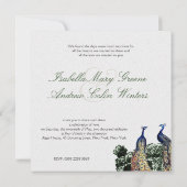 Invitation Imaginaire de paon - mariage (Dos)