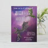 Invitation Imaginaire Dragon Magic Space Galaxy Fête d'annive (Debout devant)