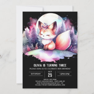 Invitation Imaginaire Elegant Fox Anniversaire numérique