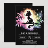 Invitation Imaginaire Enfants Chat Anniversaire (Devant / Derrière)
