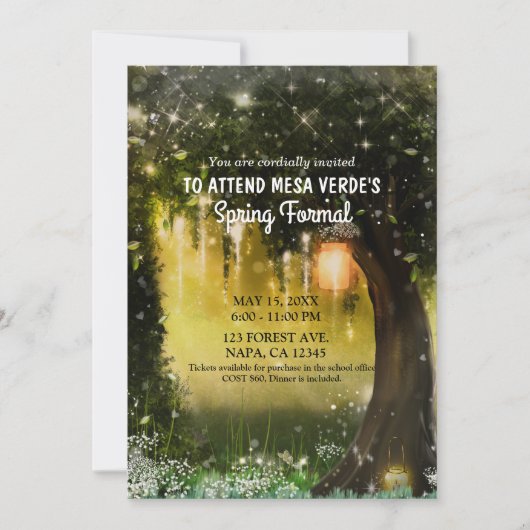 Invitation Imaginaire Étincelle Enchantée Green Forest Prom (Devant)