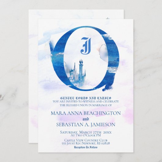 Invitation *~* Imaginaire Fairy Tale Medieval Castle Mariage (Devant / Derrière)
