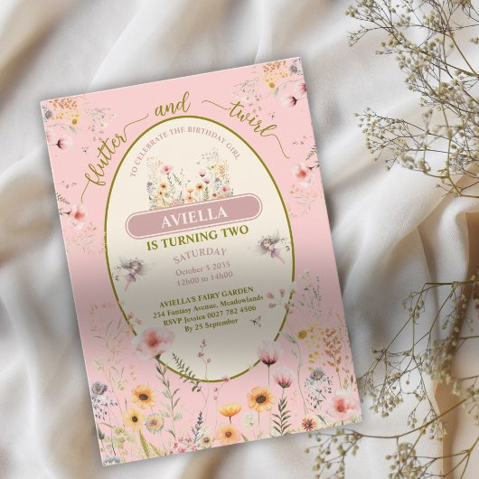 Invitation Imaginaire fée fleur sauvage fille's rose Invitati