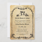 Invitation Imaginaire Fête des mariées de gravure médiévale (Devant)