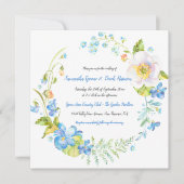 Invitation Imaginaire floral bleu et blanc Mariage de couronn (Devant)
