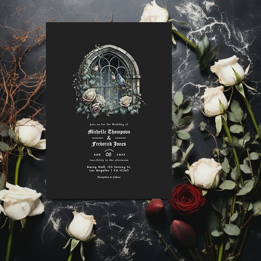 Invitation Imaginaire foncé Fenêtre Château Mariage gothique