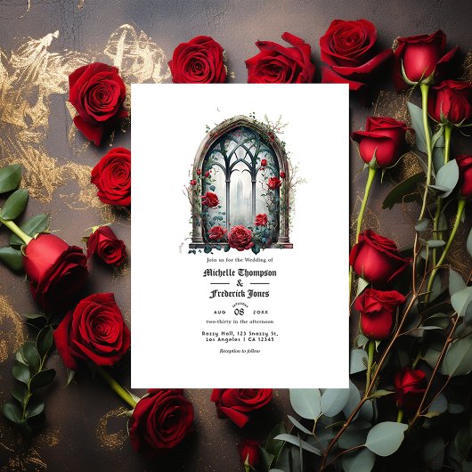 Invitation Imaginaire foncé Fenêtre Château Mariage gothique 