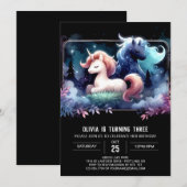 Invitation Imaginaire forestier Cheval Anniversaire (Devant / Derrière)