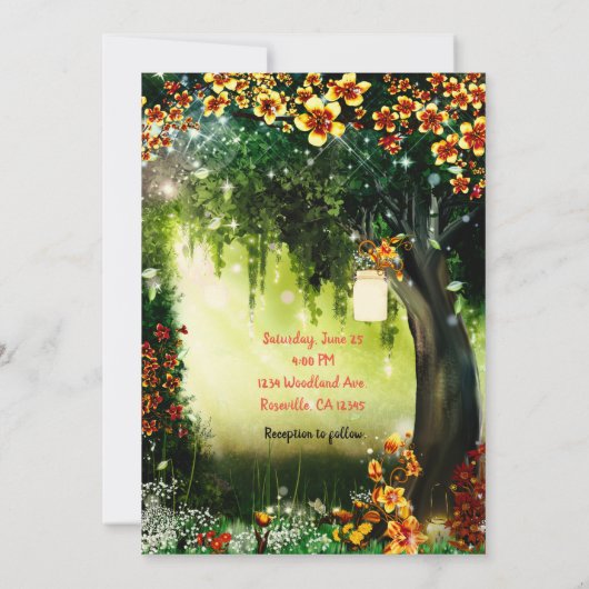 Invitation Imaginaire Forêt Enchantée Fleurs de corail I (Dos)