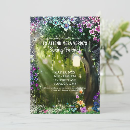 Invitation Imaginaire Forêt Enchantée Fleurs de Forêt Prom (Debout devant)
