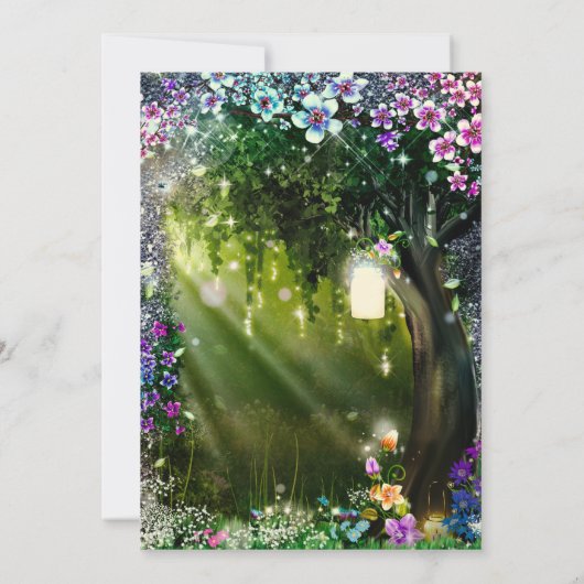 Invitation Imaginaire Forêt Enchantée Fleurs de Forêt Prom (Dos)