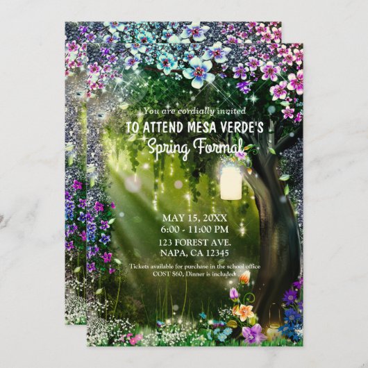 Invitation Imaginaire Forêt Enchantée Fleurs de Forêt Prom (Devant / Derrière)