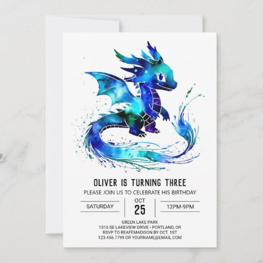 Invitation Imaginaire Happy Dragon Digital Boy Anniversaire (Devant)