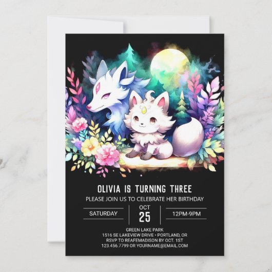 Invitation Imaginaire Loup adorable Anniversaire (Devant)