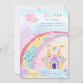 Invitation Imaginaire magique Arc-en-ciel ours Anniversaire d (Devant)