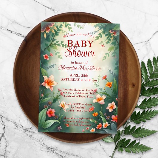 Invitation Imaginaire magique Baby shower forestier enchanté