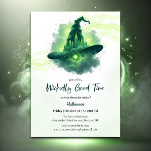 Invitation Imaginaire magique Casquette de sorcière verte Hal