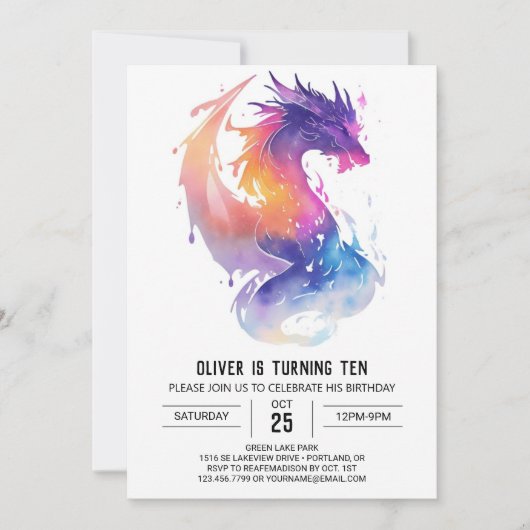 Invitation Imaginaire magique Dragon Anniversaire (Devant)
