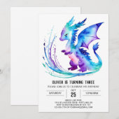 Invitation Imaginaire magique Dragon Digital Boy Anniversaire (Devant / Derrière)