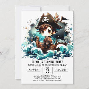 Invitation Imaginaire Magique Pirate Anniversaire