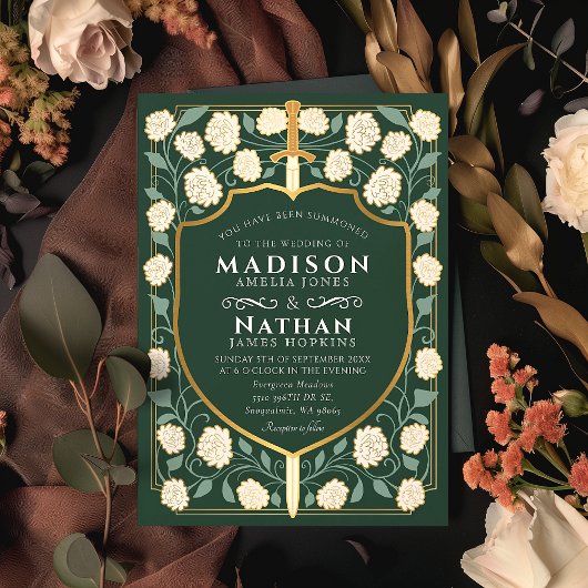 Invitation Imaginaire médiéval de l'épée et du bouclier Maria