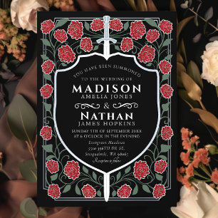 Invitation Imaginaire médiéval de l'épée et du bouclier Maria