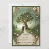 Invitation Imaginaire médiéval mystique gravure Mariage de fo (Devant)