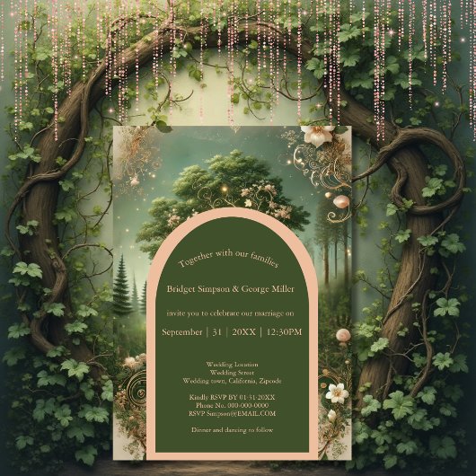 Invitation Imaginaire médiéval mystique gravure Mariage de fo