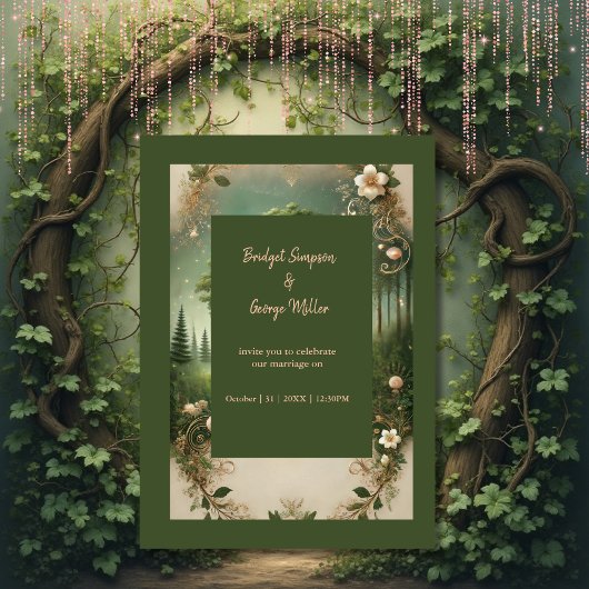 Invitation Imaginaire médiéval mystique gravure Mariage de fo