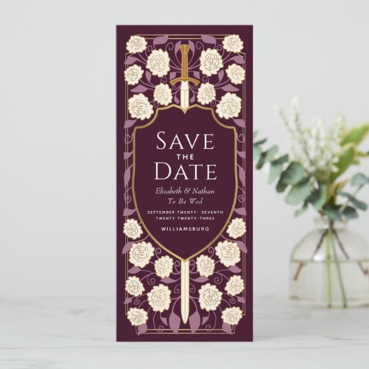 Invitation Imaginaire médiéval Sword & Shield Enregistrer la  (Debout devant)