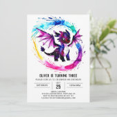 Invitation Imaginaire mignon Dragon Digital Boy Anniversaire (Debout devant)