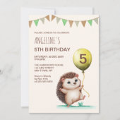 Invitation Imaginaire mignon Happy Hedgehog Balloon Anniversa (Devant)