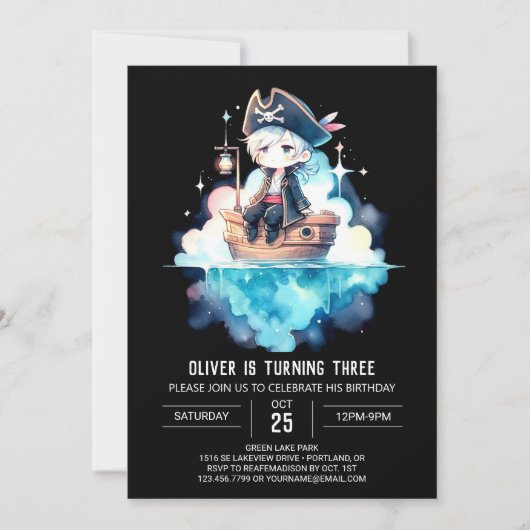 Invitation Imaginaire mignon Pirate Anniversaire (Devant)
