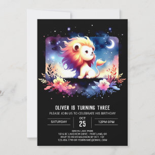 Invitation Imaginaire minimaliste Lion Anniversaire