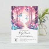 Invitation Imaginaire moderne Baby shower forestier enchanté (Debout devant)