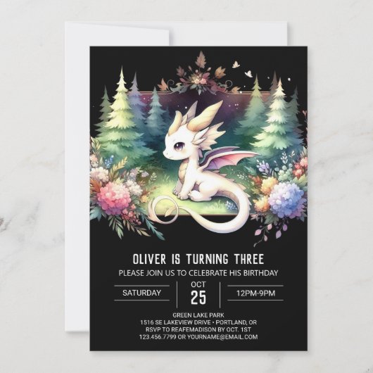 Invitation Imaginaire moderne Dragon Anniversaire (Devant)