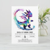 Invitation Imaginaire modifiable Dragon Digital Girl Annivers (Debout devant)