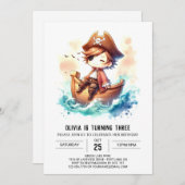 Invitation Imaginaire Navire Pirate Anniversaire (Devant / Derrière)