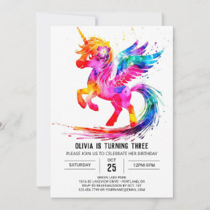 Invitation Imaginaire personnalisé Unicorn Digital Anniversai