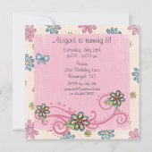 Invitation Imaginaire rose licorne et fleurs Anniversaire Inv (Dos)