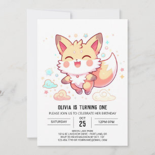 Invitation Imaginaire simple Fox 1er anniversaire