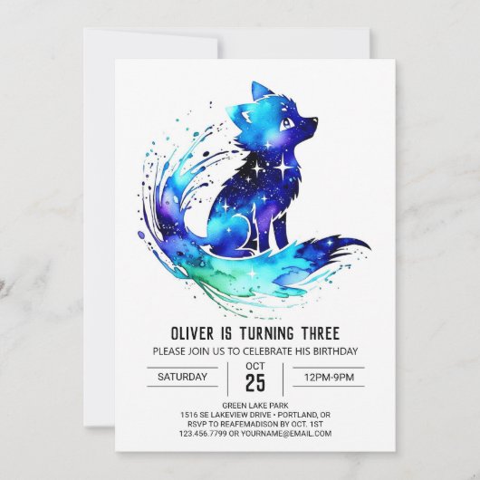Invitation Imaginaire Simple Wolf Digital Boy Anniversaire (Devant)