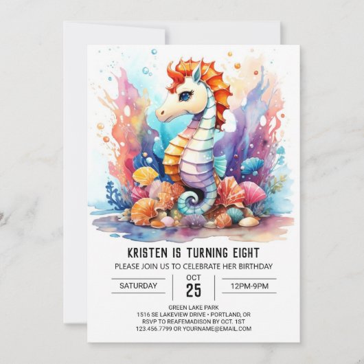 Invitation Imaginaire sous-marin Whimsy Seahorse (Devant)