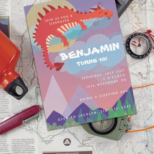 Invitation Imaginaire Thème Dragon Sleepover Campout