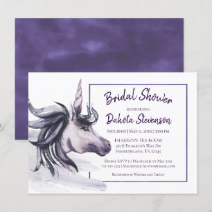 Invitation Imaginaire Unicorn Douche Magique couleur violet