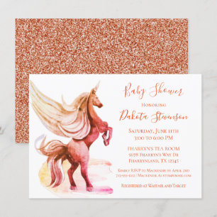 Invitation Imaginaire Unicorn Magic Chic Coral Rose Gold