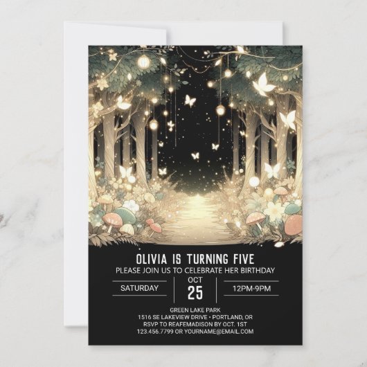 Invitation Imaginaire Whimsical Woodland Digital Anniversaire (Devant)
