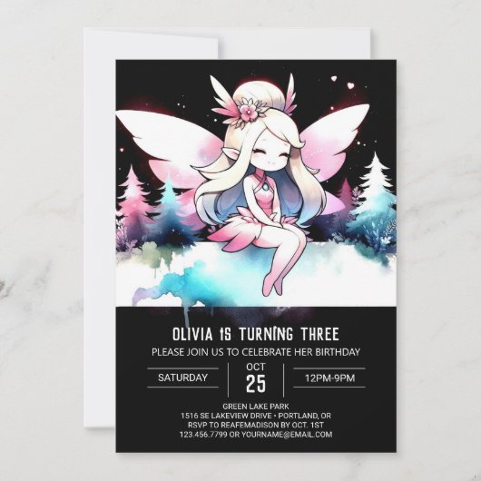 Invitation Imaginaire Woods Fairy Anniversaire (Devant)