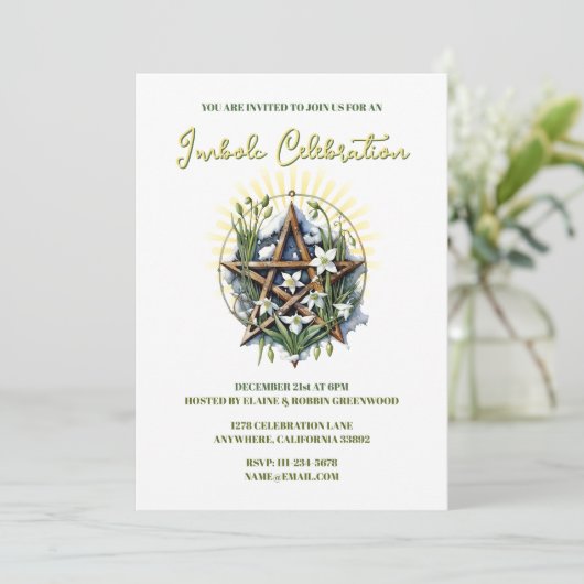 Invitation Imbolc Chandlemas Sunshine & Snowdrops Pagan (Debout devant)